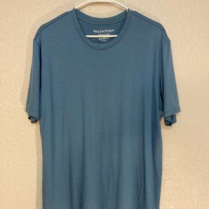 Wool & Prince Sky Blue Crew Neck Tee Merino Wool Size Large
